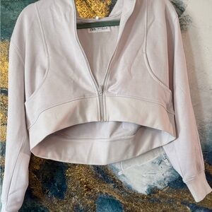 Zara light purple  Cropped Hoodie with silver details